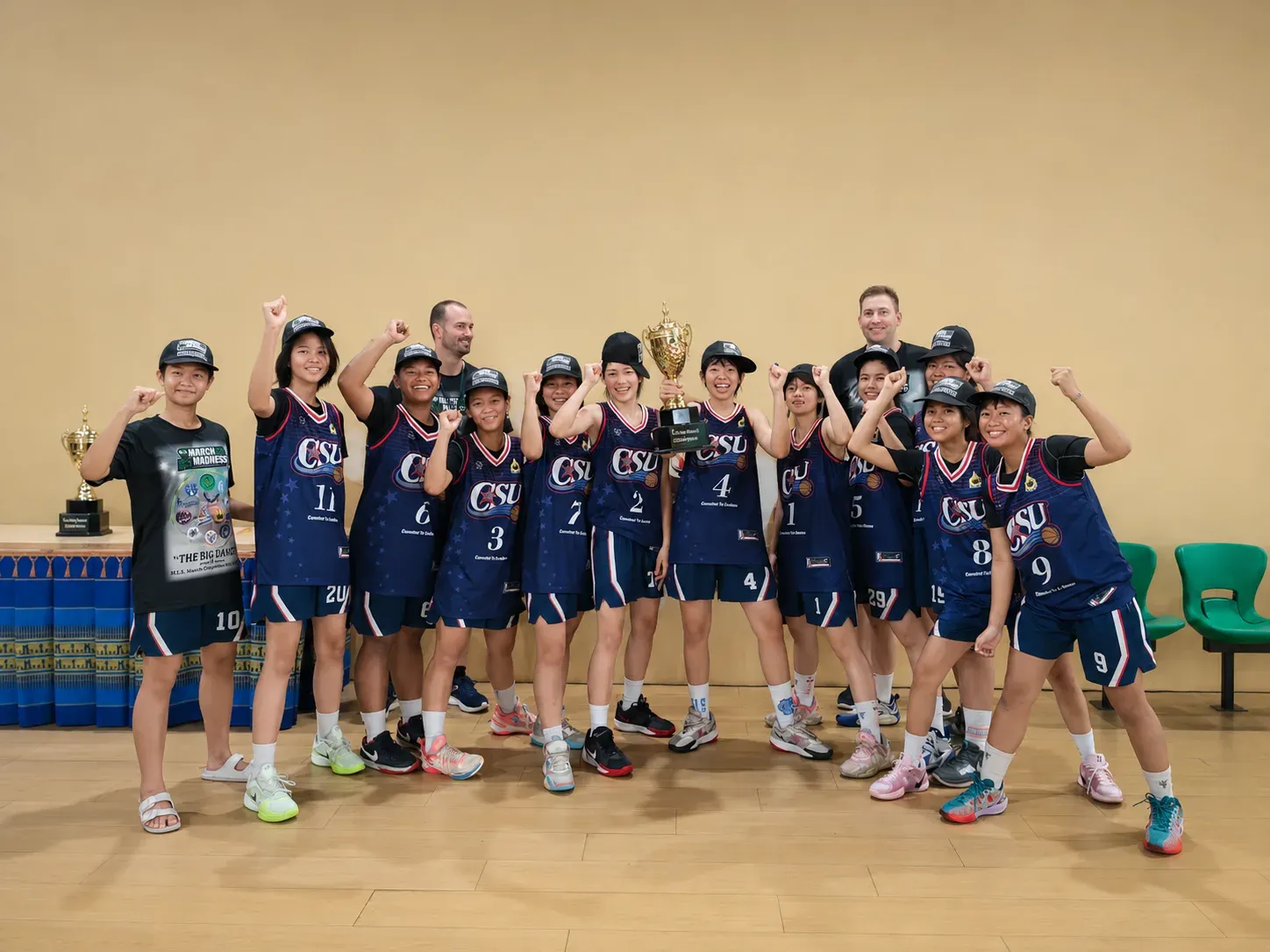 Girls team celebrating championship win